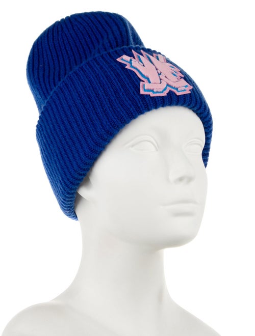 Moncler Blue Knit Embroidered Beanie