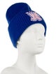 Moncler Blue Knit Embroidered Beanie