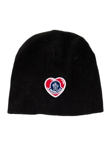 Moncler Hats Blue Knit Embroidered Beanie