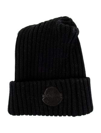Moncler Black Knit Embroidered Beanie