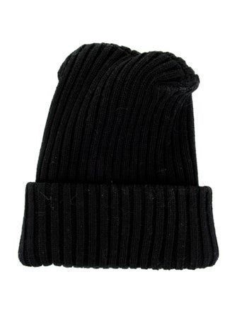 Moncler Black Knit Embroidered Beanie