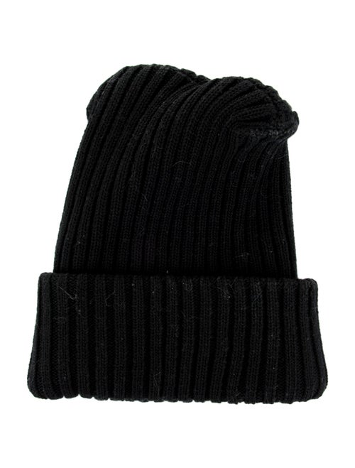 Moncler Black Knit Embroidered Beanie