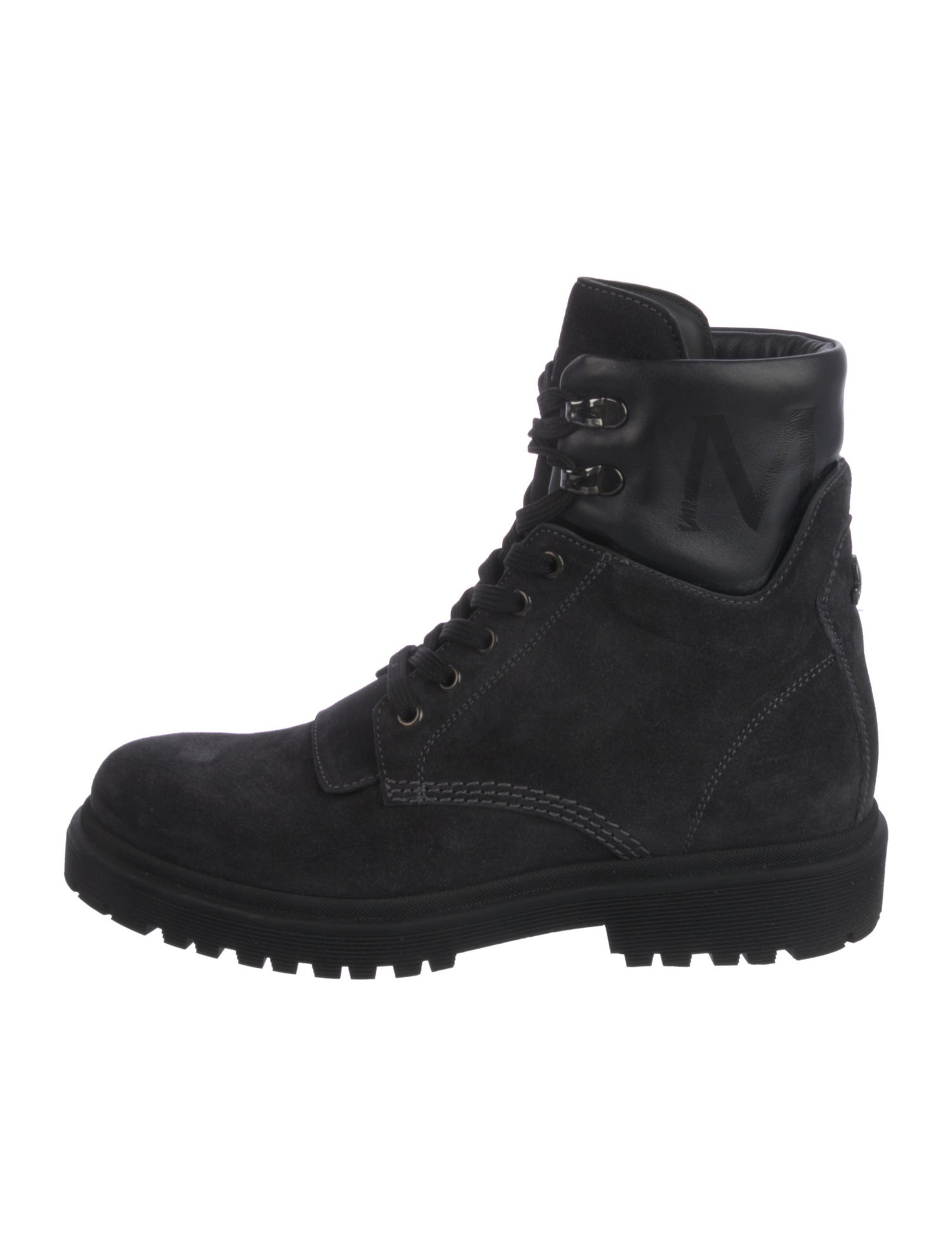 Moncler Suede Leather Trim Embellishment Combat Boots