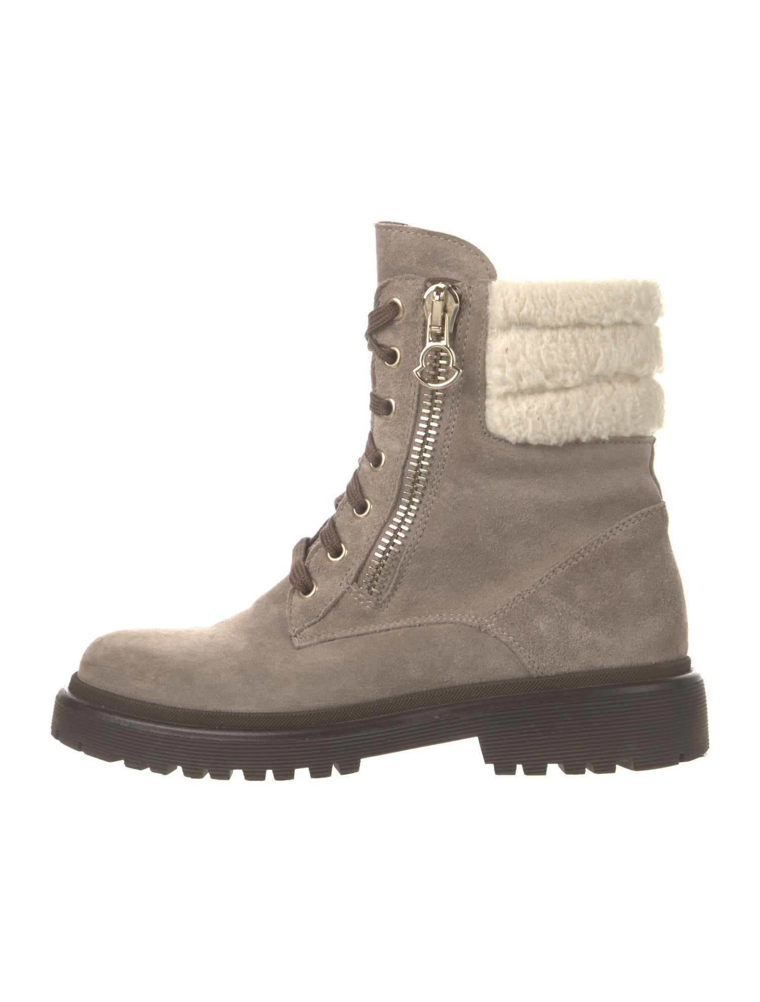 Moncler Suede Colorblock Pattern Combat Boots
