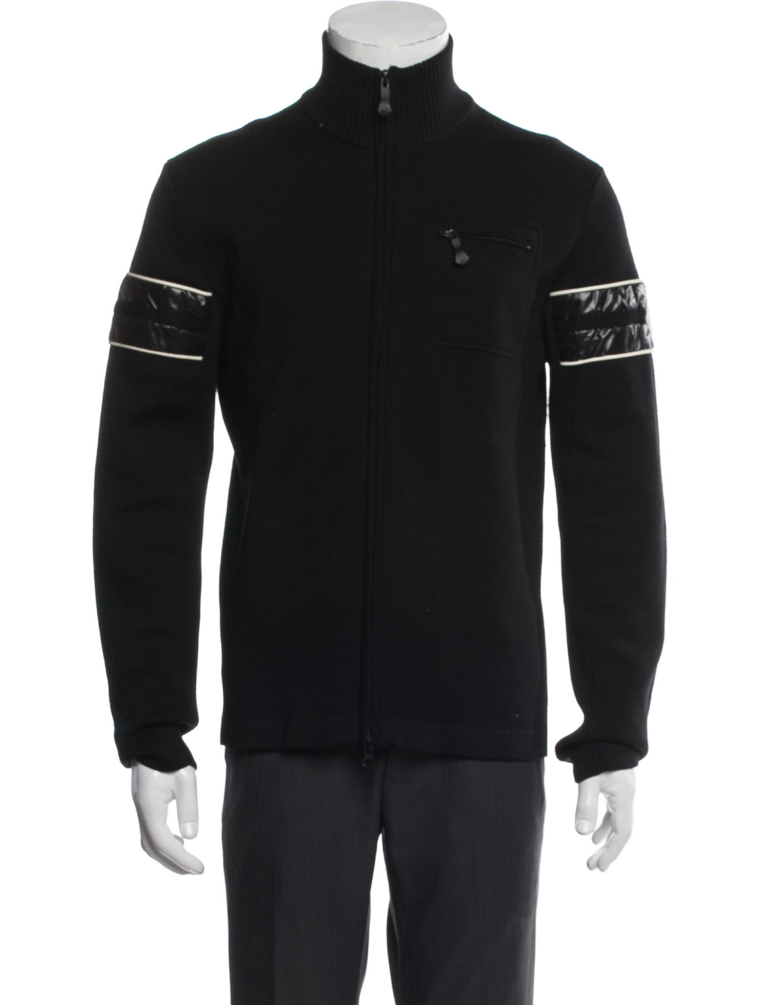 Moncler Wool Graphic Print Polo Sweater