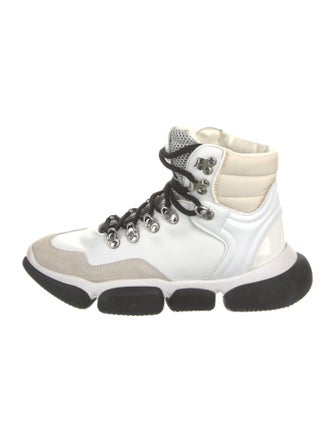 Moncler Leather Mesh Accents Wedge Sneakers