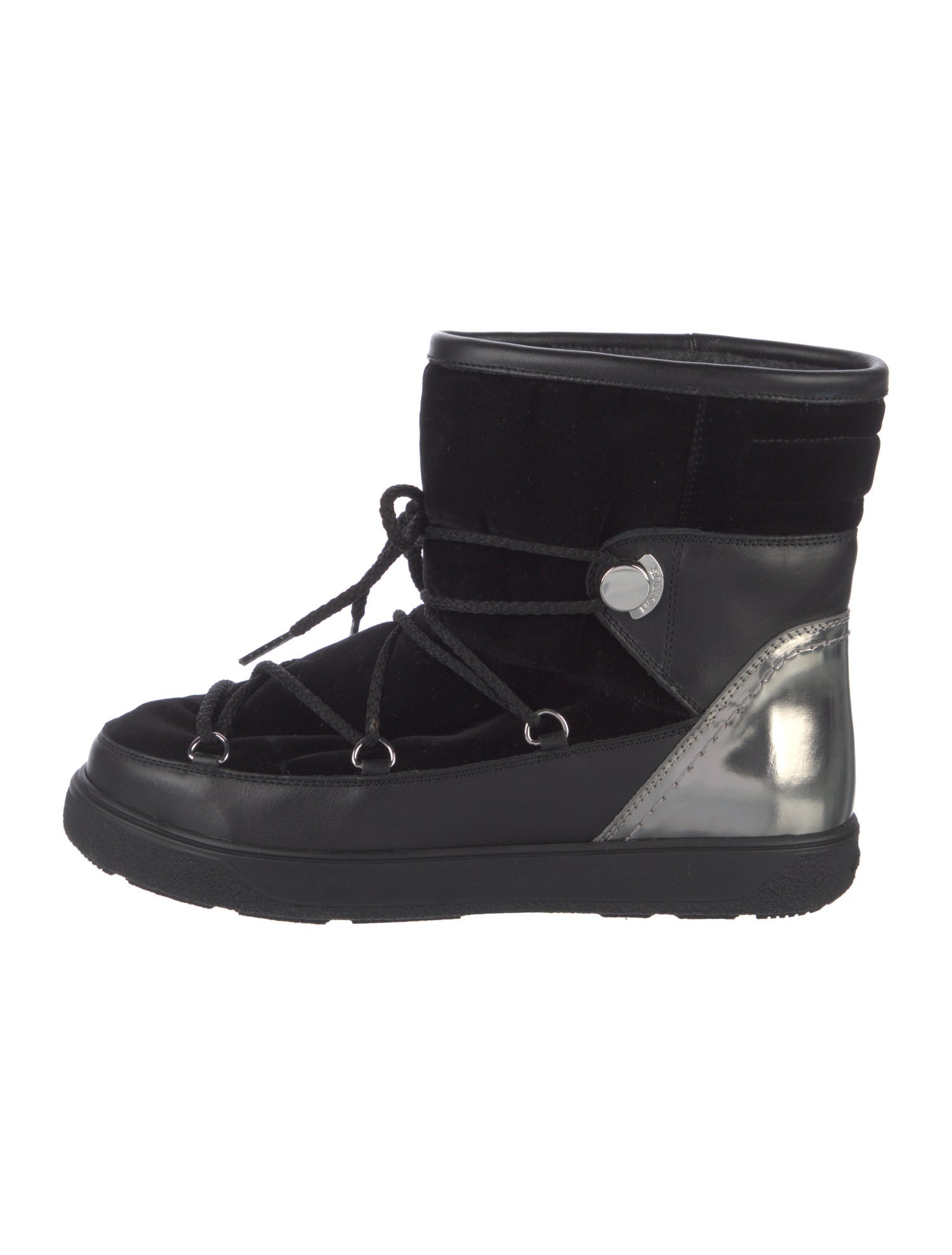 Moncler Leather Colorblock Pattern Lace-Up Boots