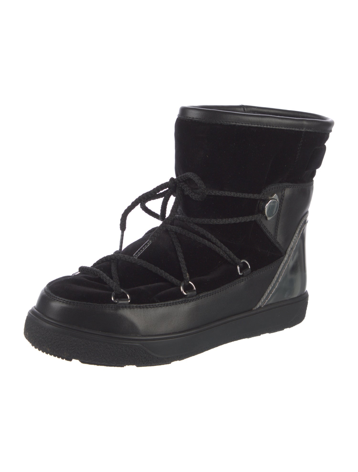 Moncler Leather Colorblock Pattern Lace-Up Boots