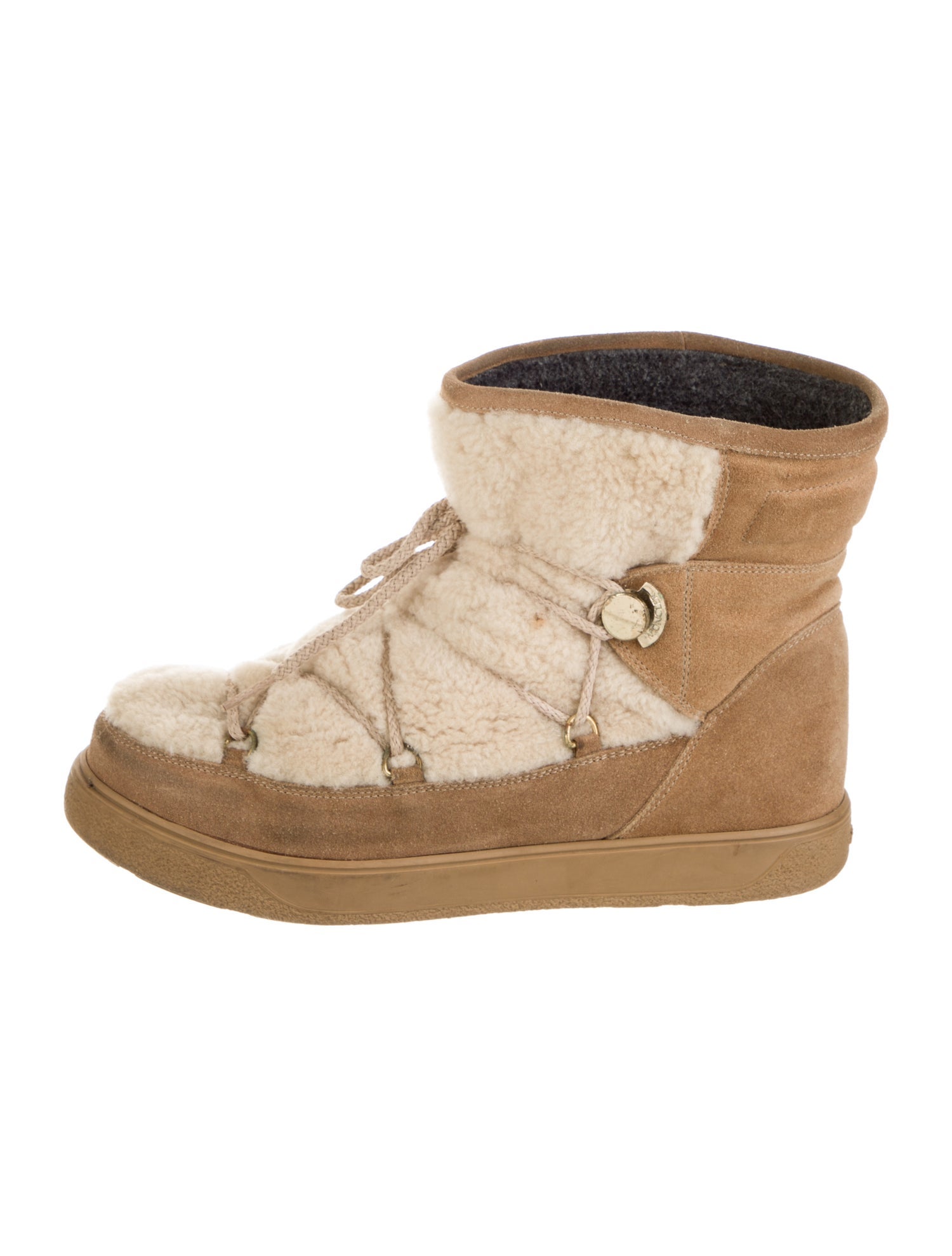 Moncler Suede Colorblock Pattern Lace-Up Boots