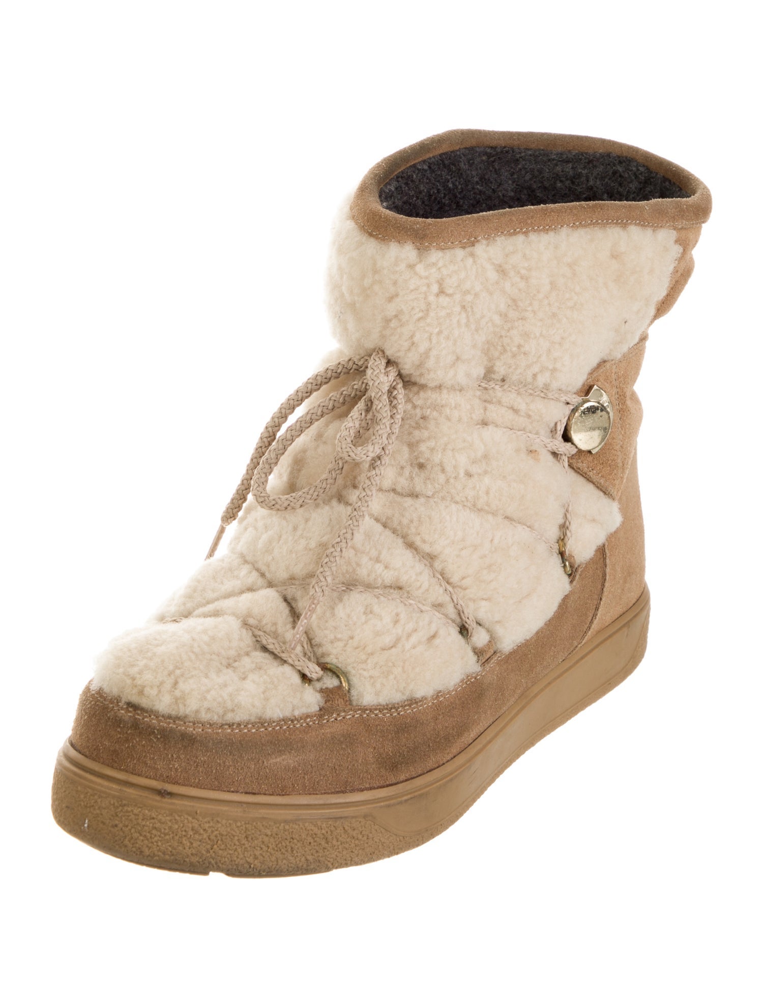 Moncler Suede Colorblock Pattern Lace-Up Boots