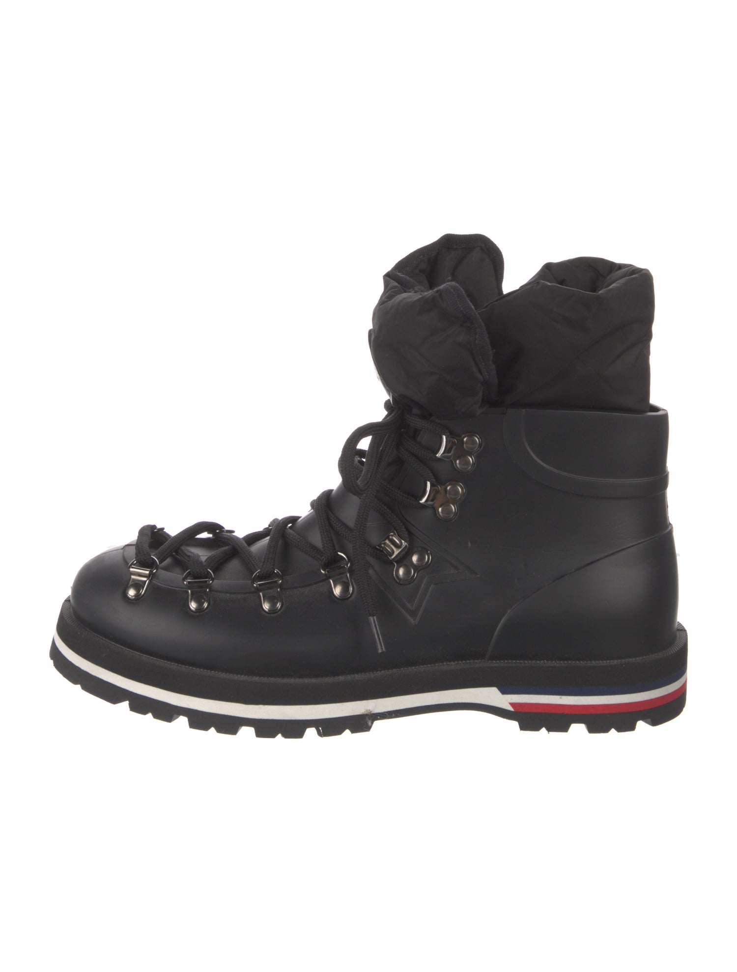 Moncler Rubber Leather Trim Embellishment Rain Boots