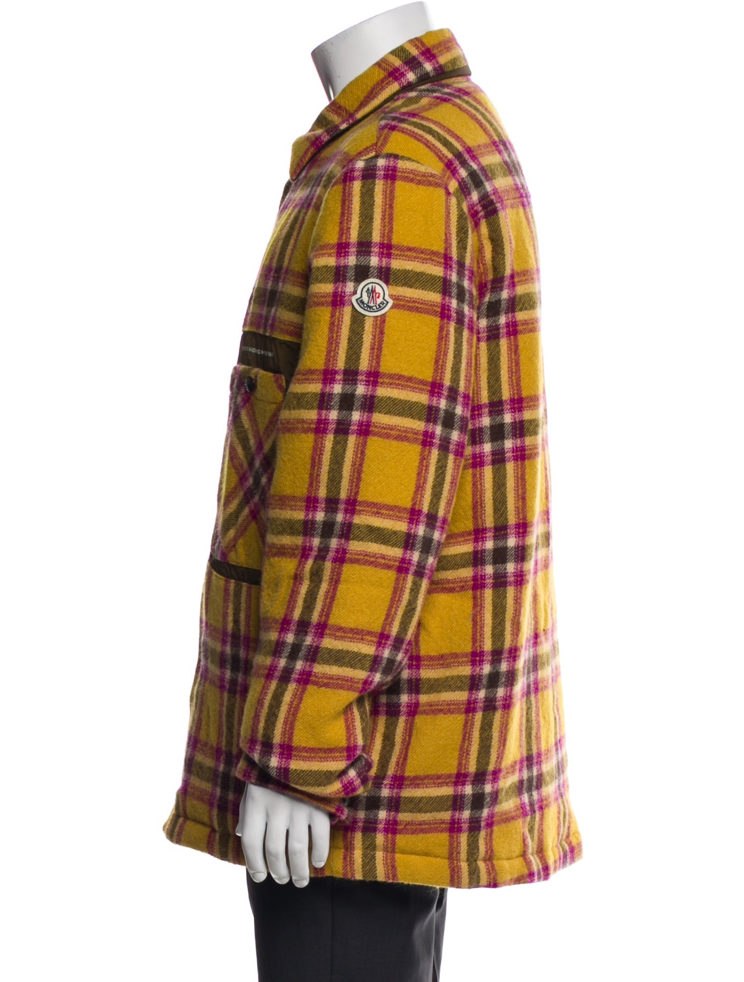 Moncler Virgin Wool Plaid Print Utility Jacket