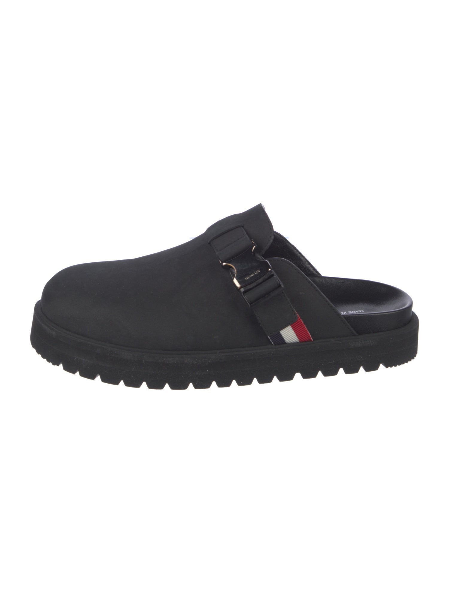 Moncler Suede Grosgrain Trim Slippers
