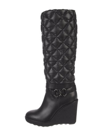 Moncler Quilted Pattern Leather Boots