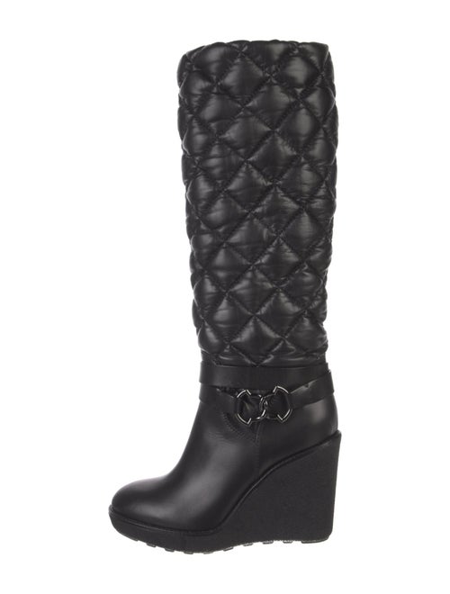 Moncler Quilted Pattern Leather Boots