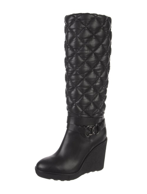 Moncler Quilted Pattern Leather Boots