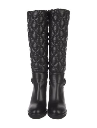 Moncler Quilted Pattern Leather Boots