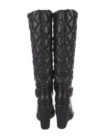 Moncler Quilted Pattern Leather Boots