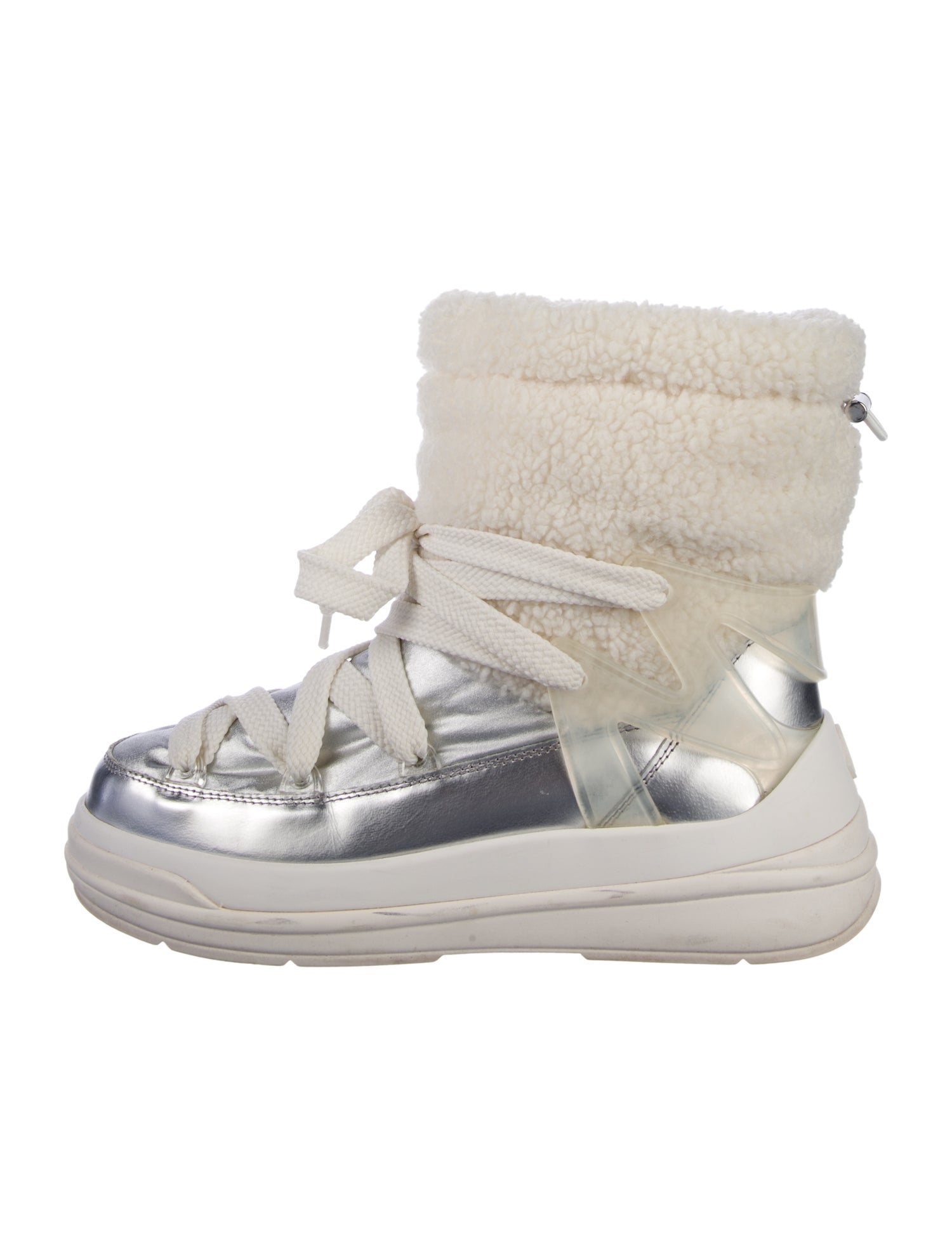 Moncler Leather Colorblock Pattern Lace-Up Boots