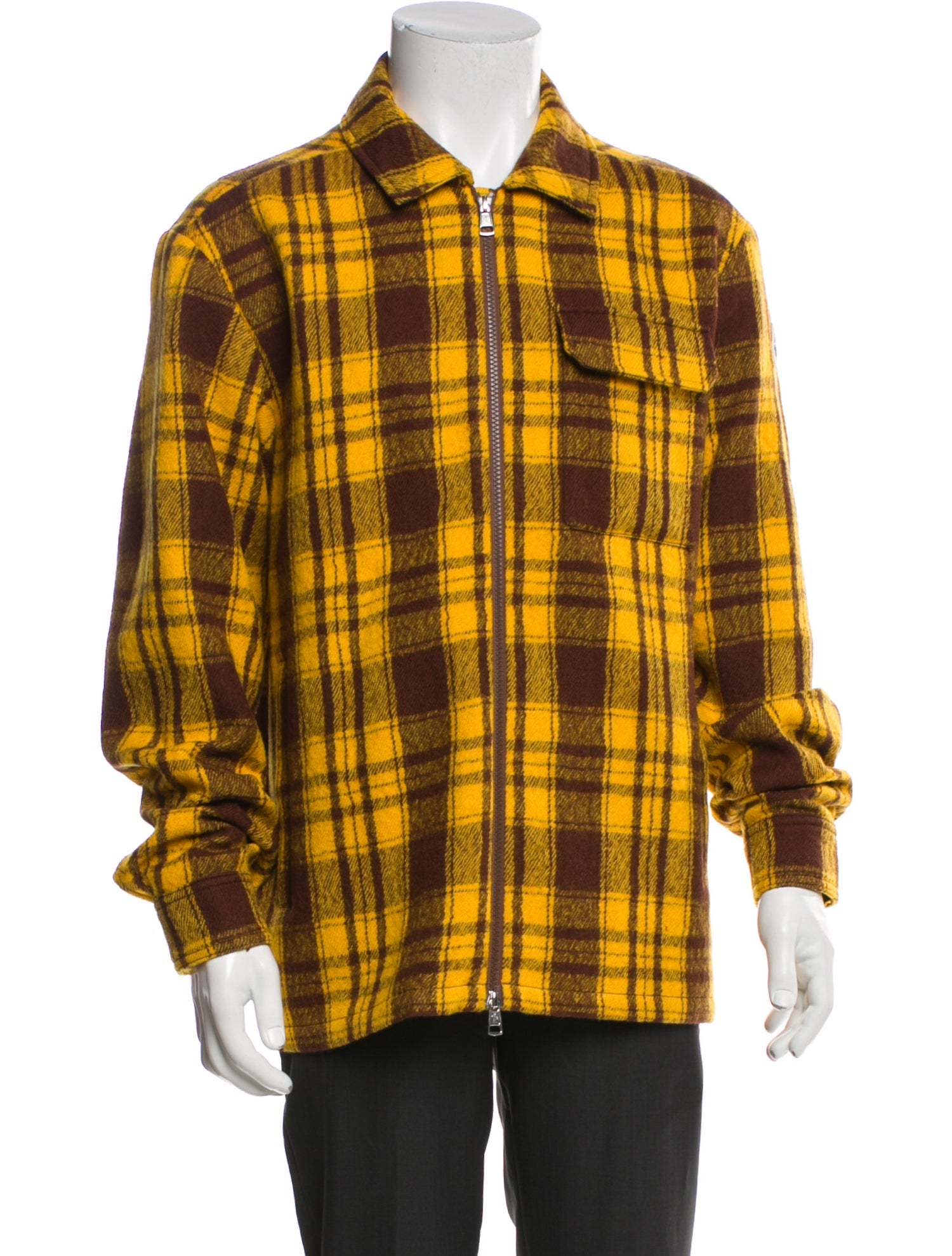 Moncler Virgin Wool Plaid Print Utility Jacket