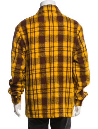 Moncler Virgin Wool Plaid Print Utility Jacket