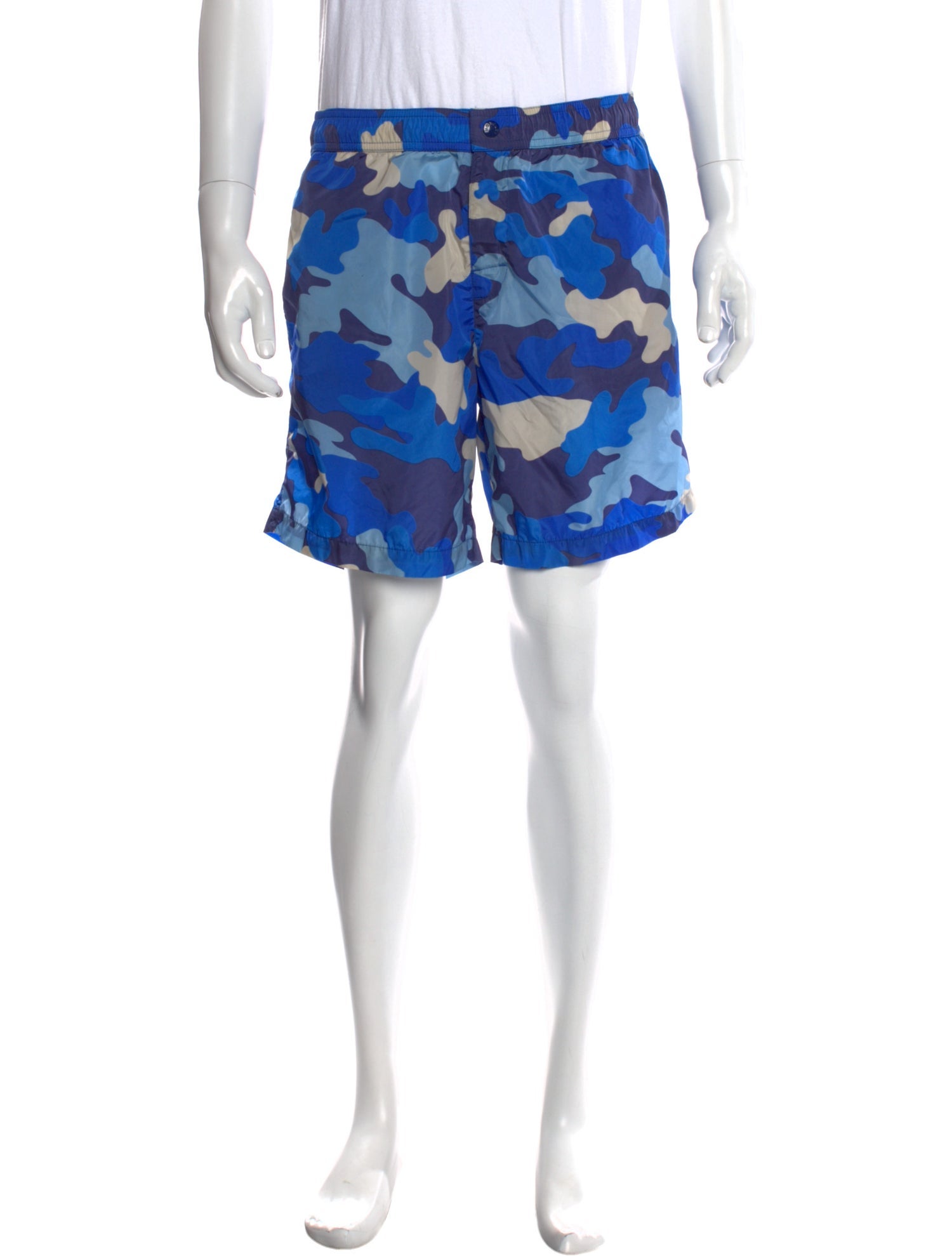 Moncler Camouflage Print Embroidered Accent Swim Trunks