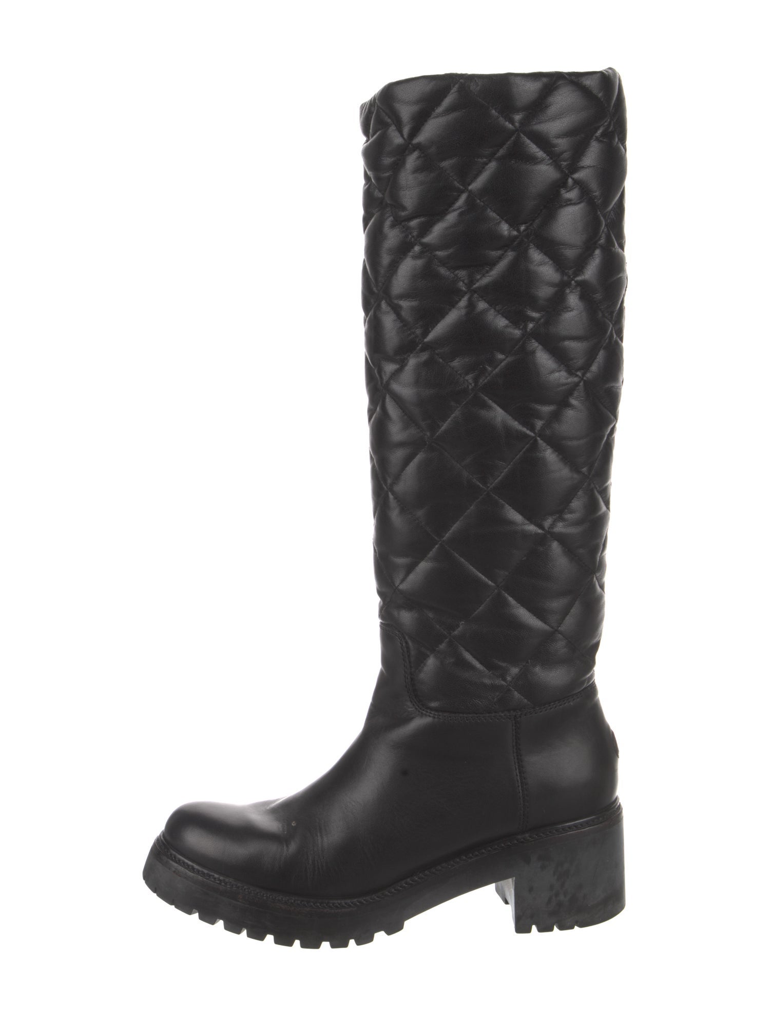 Moncler Quilted Pattern Leather Boots