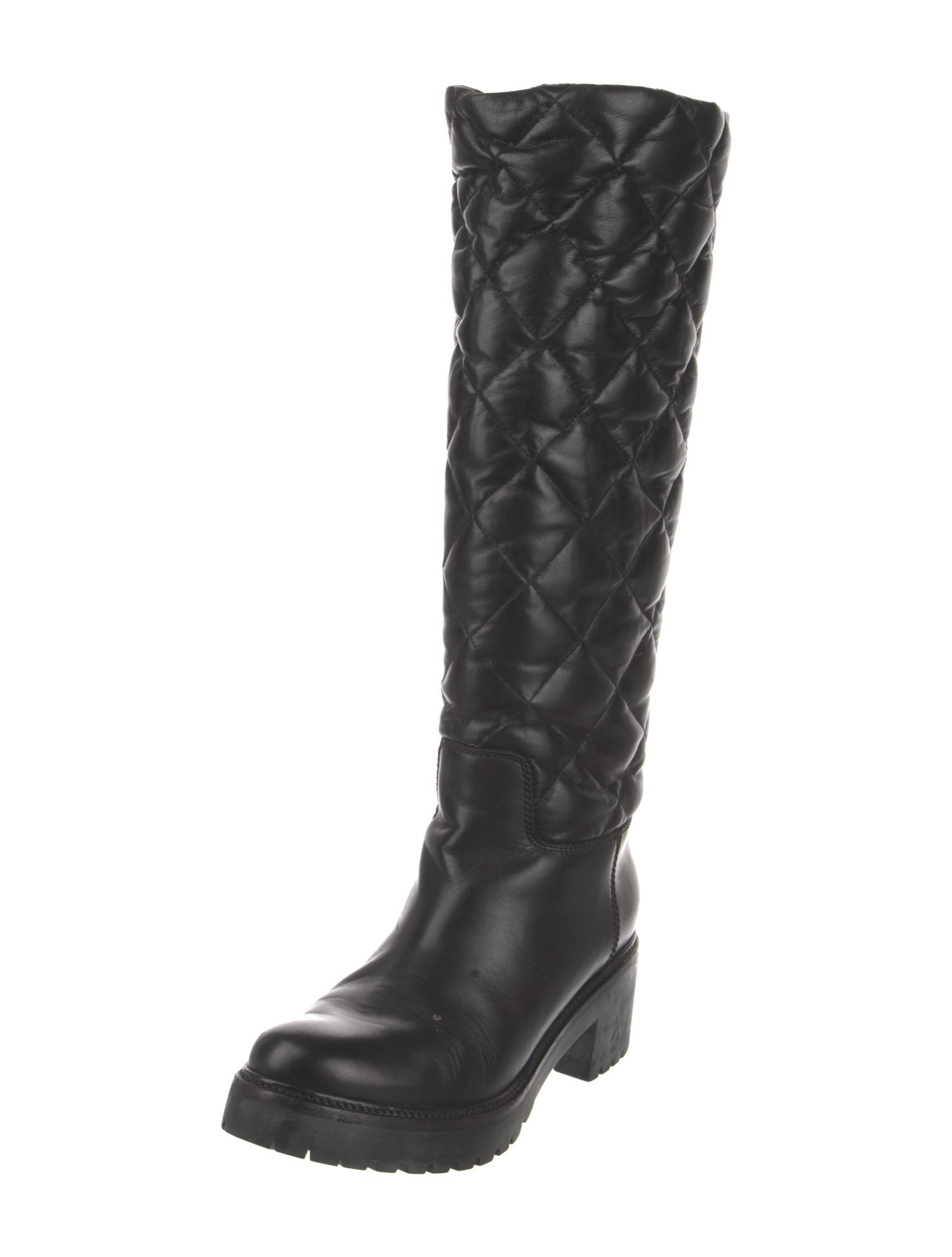 Moncler Quilted Pattern Leather Boots