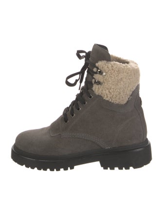 Moncler Signature Logo Suede Combat Boots