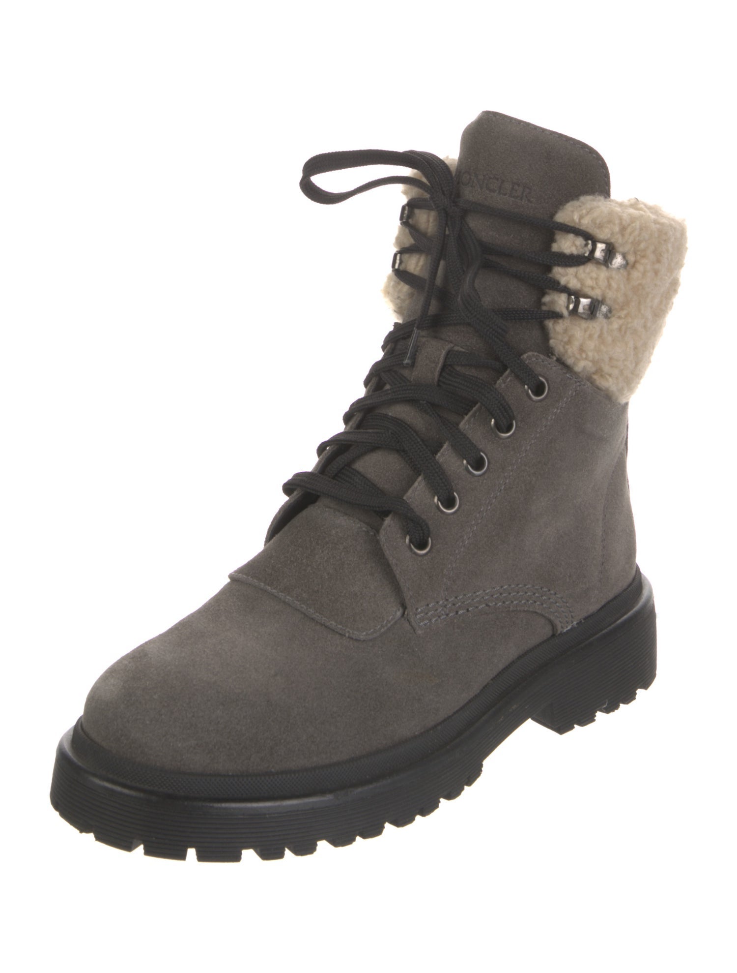 Moncler Signature Logo Suede Combat Boots