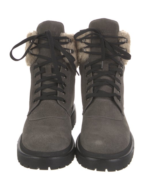 Moncler Signature Logo Suede Combat Boots