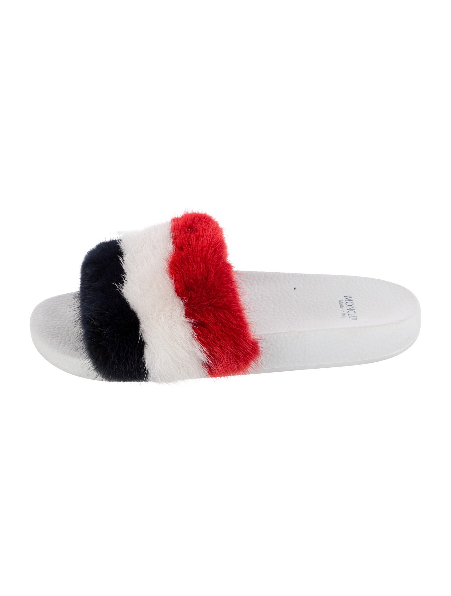 Moncler Fur Colorblock Pattern Slides