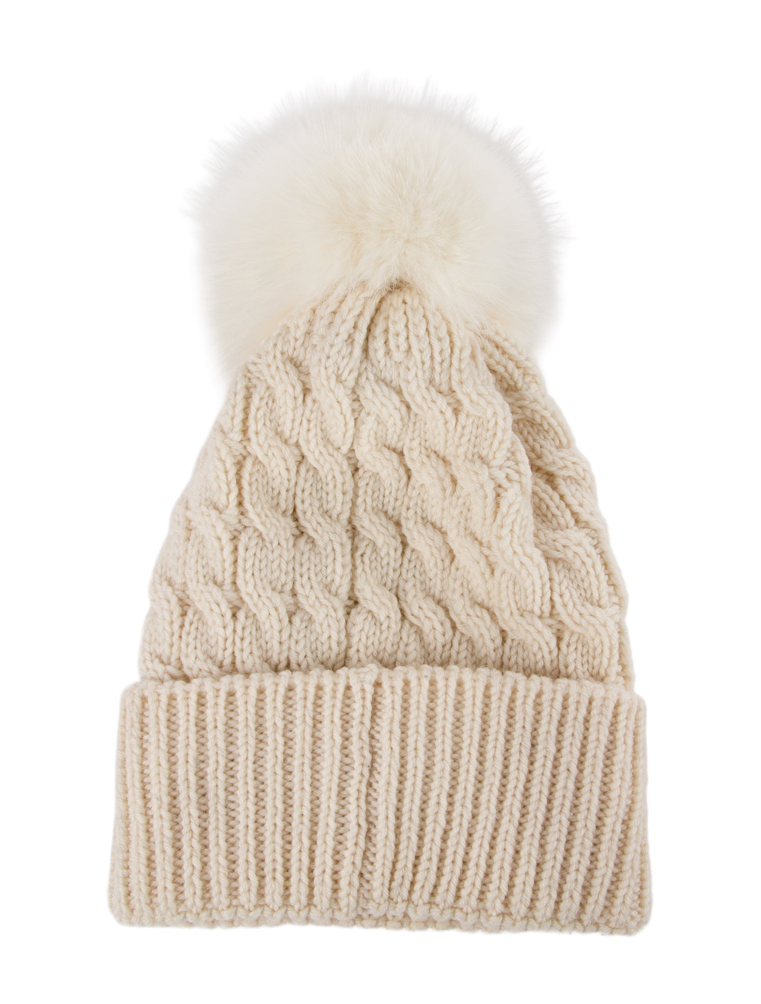 Moncler Grenoble Cable Knit Fur Pom Pom Beanie