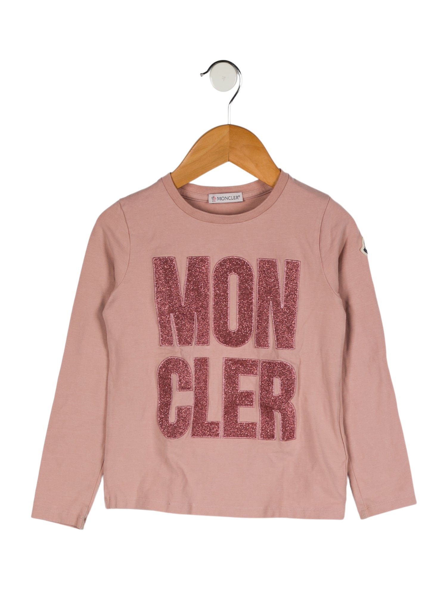 Moncler Girls' Embroidered Metallic Long Sleeve Shirt