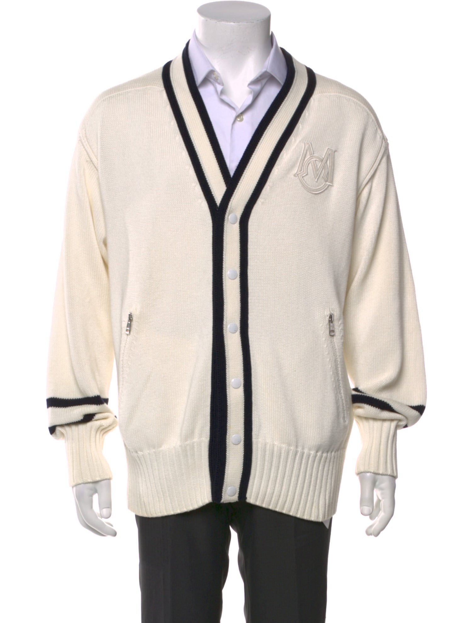 Moncler Striped V-Neck Cardigan