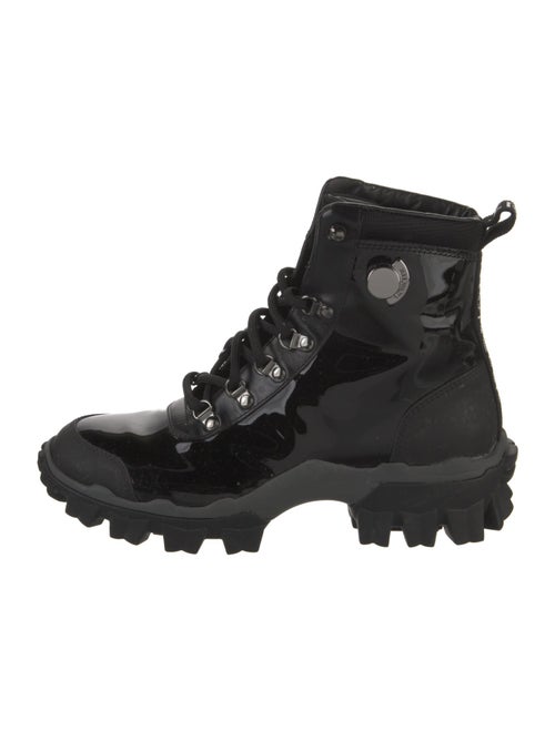 Moncler Patent Leather Mesh Accents Combat Boots
