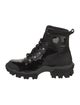Moncler Patent Leather Mesh Accents Combat Boots