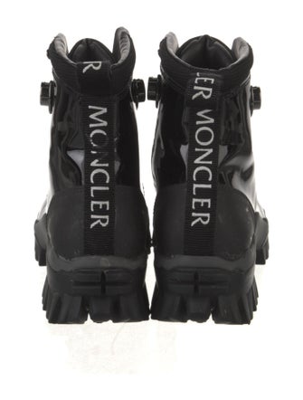 Moncler Patent Leather Mesh Accents Combat Boots