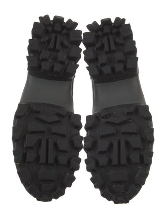 Moncler Patent Leather Mesh Accents Combat Boots