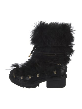 3.1 Phillip Lim Leather Faux Fur Trim Lace-Up Boots
