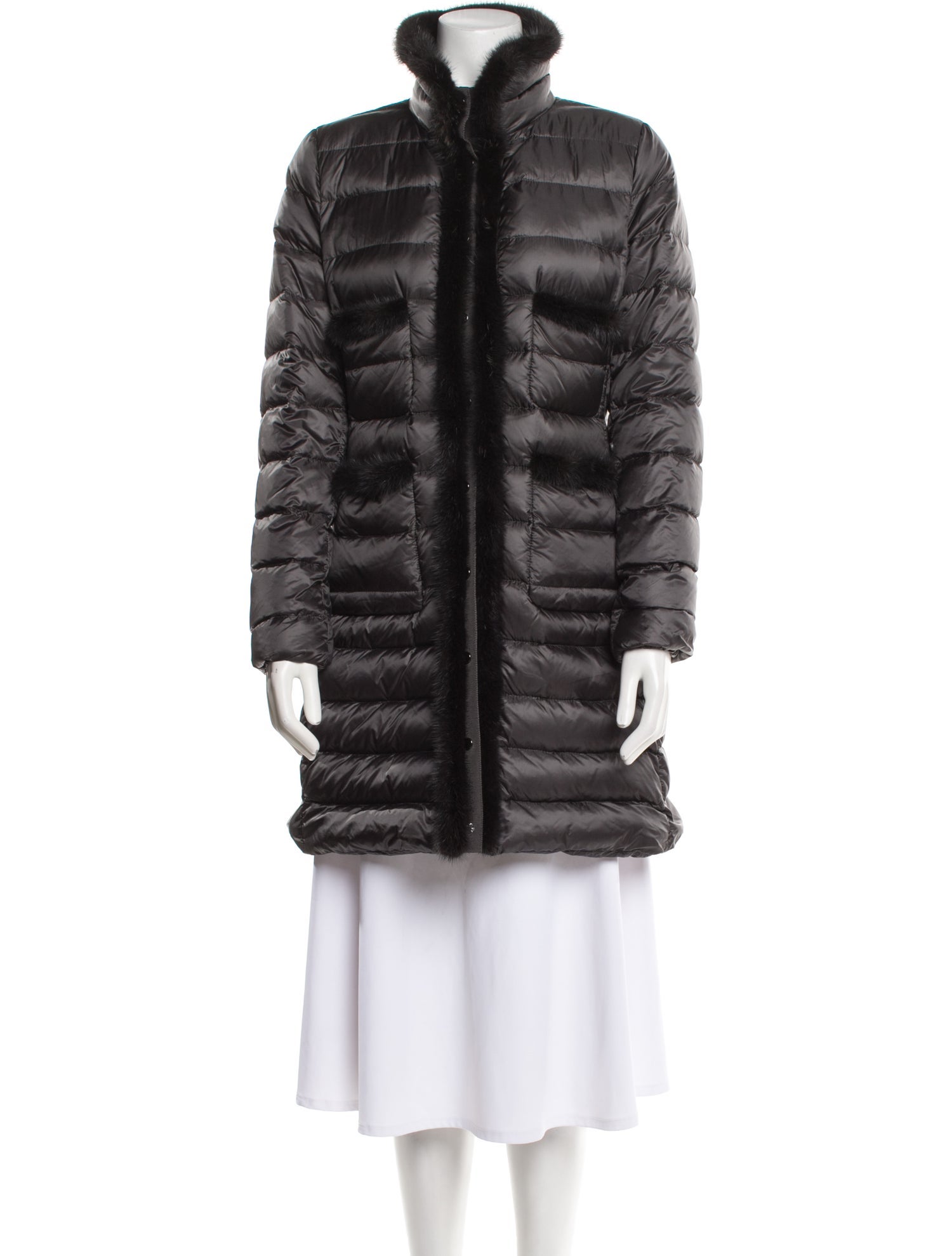 Moncler Nylon Faux Fur Coat