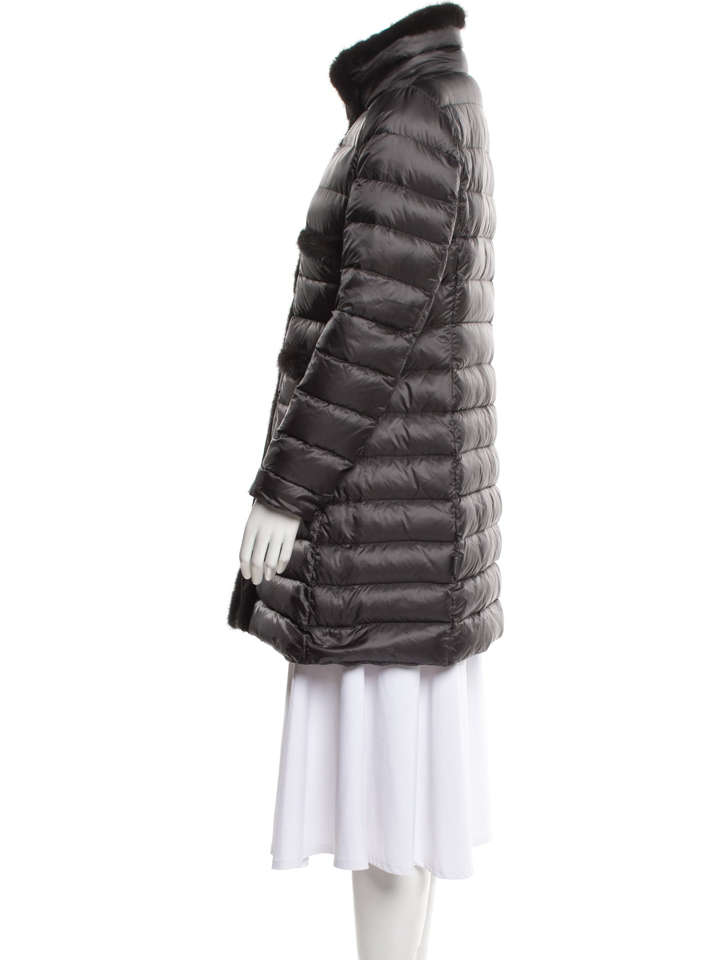 Moncler Nylon Faux Fur Coat