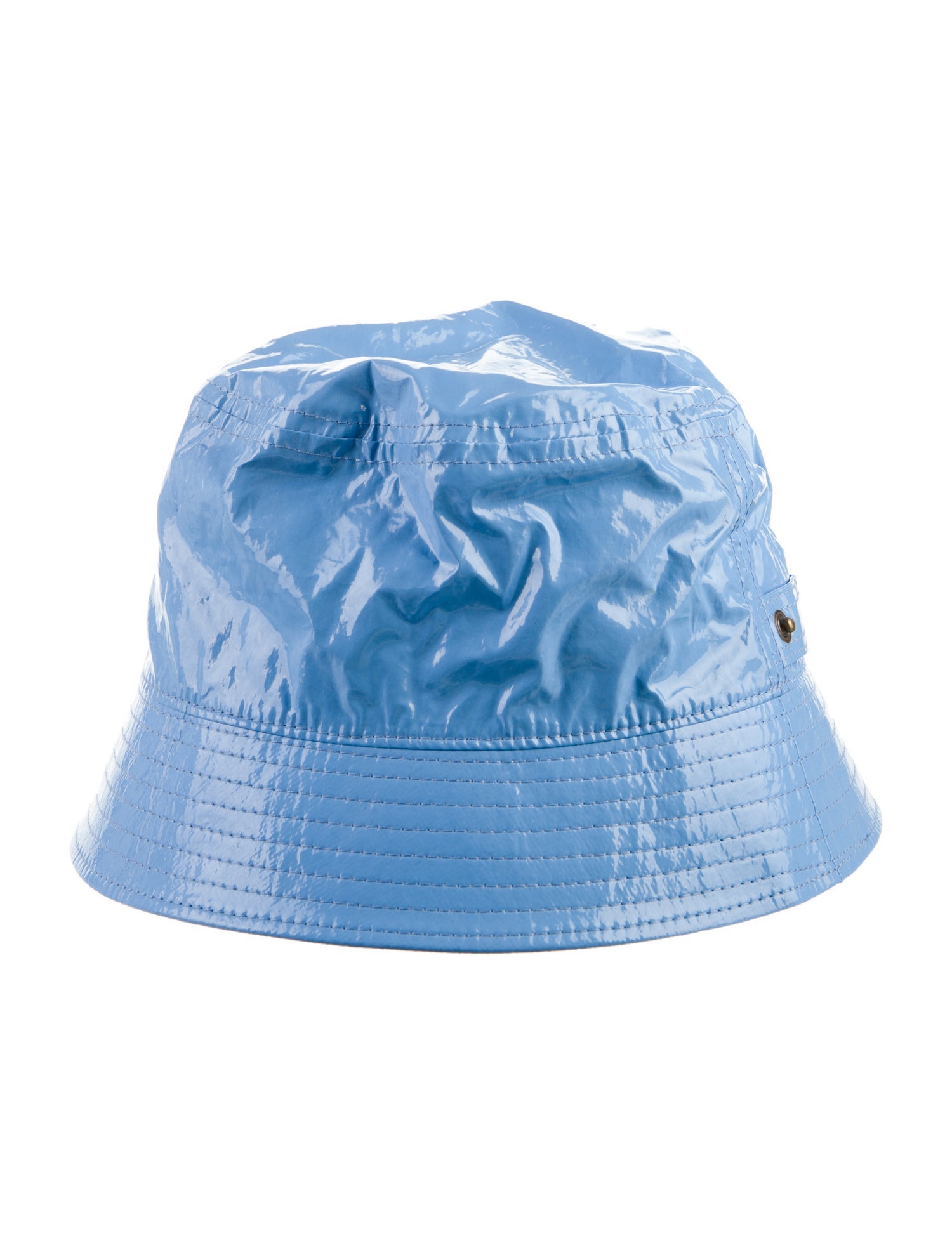 Moncler blue patent leather bucket hat