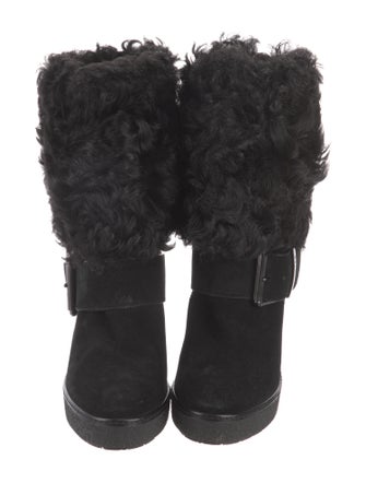 Moncler Suede Fur Trim Boots