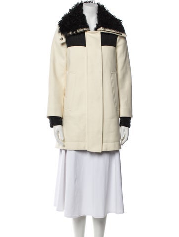 Moncler Coats Virgin Wool Colorblock Pattern Down Coat S