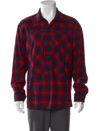 Moncler Plaid Print Long Sleeve Shirt