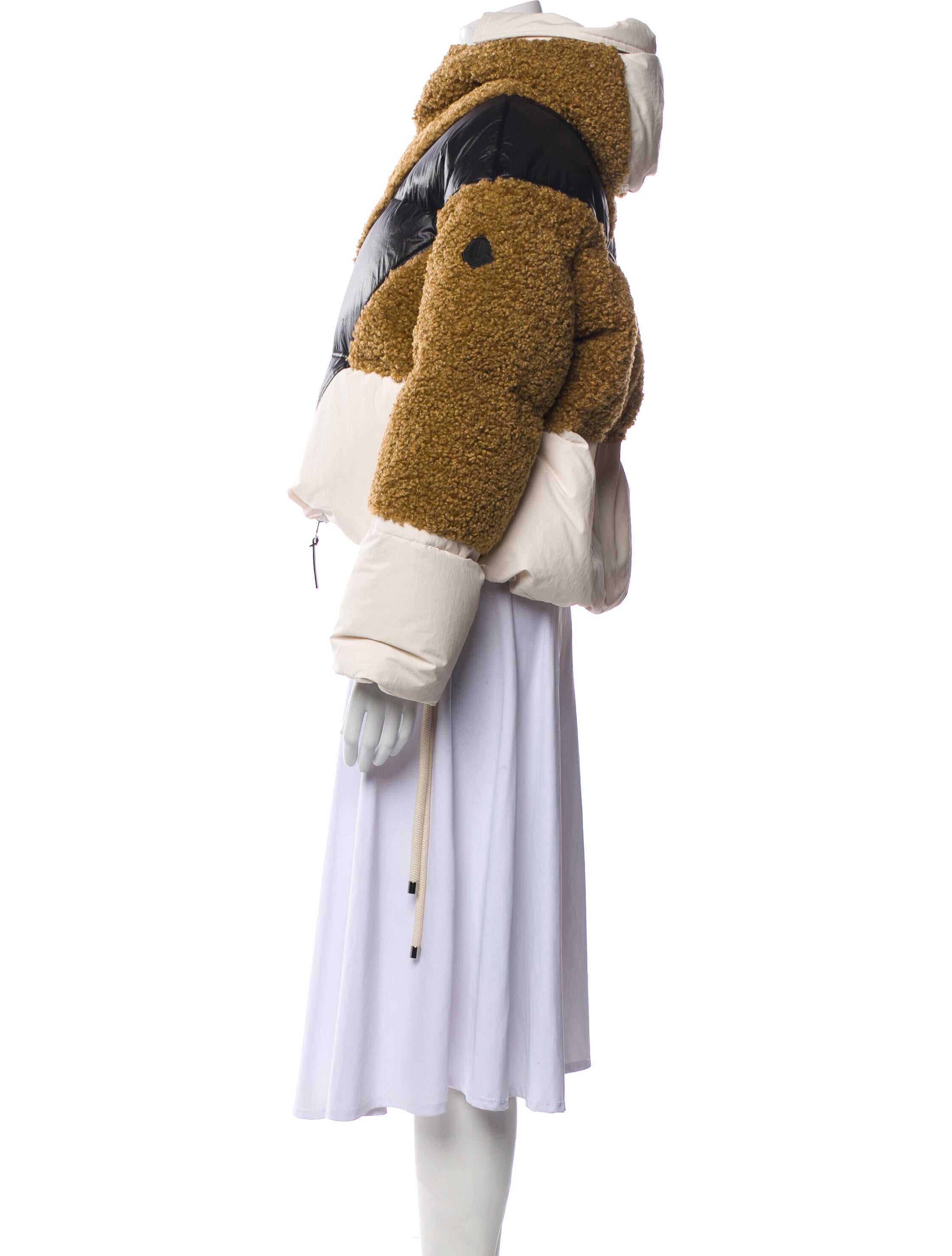 Moncler Colorblock Pattern Faux Fur Jacket