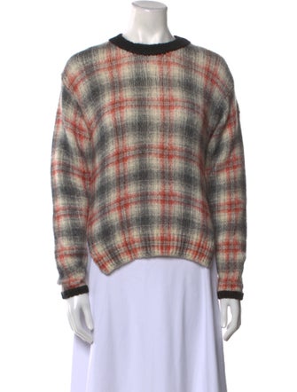 Moncler Plaid Print Crew Neck Sweater