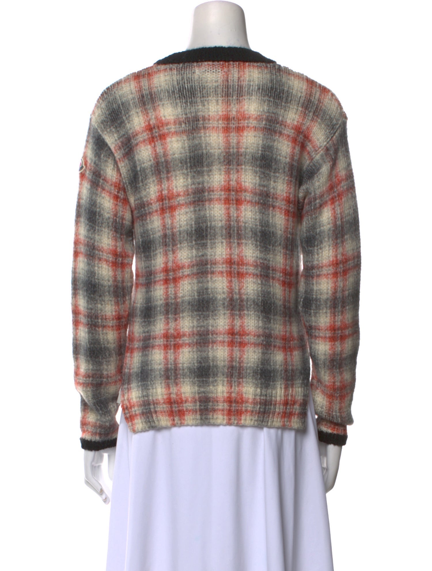 Moncler Plaid Print Crew Neck Sweater