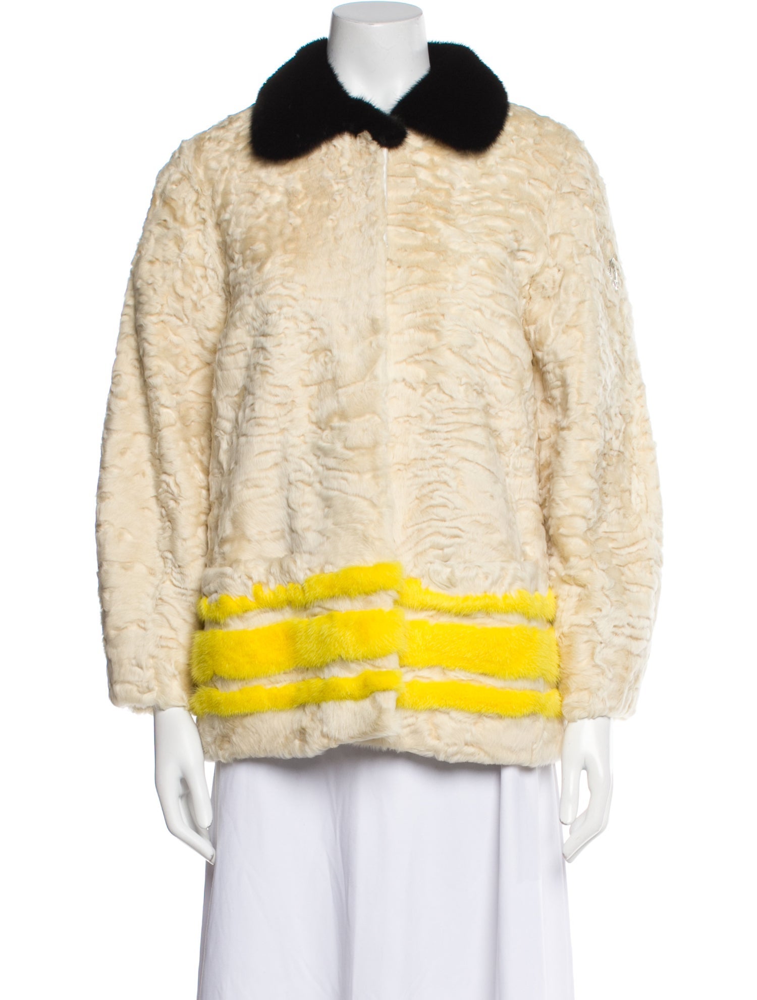Moncler Fur Striped Coat